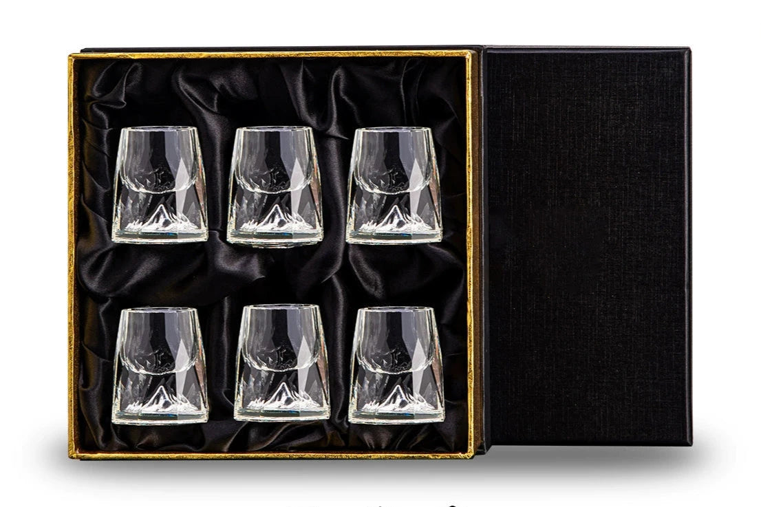 Crystal Glass Wine Decanter Set with Gold Foil Shot Cup Julia M LifeStyles