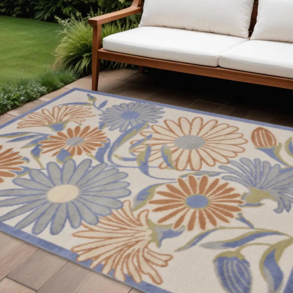 HMS 6' X 9' Beige Floral Indoor/Outdoor Area Rug Julia M LifeStyles