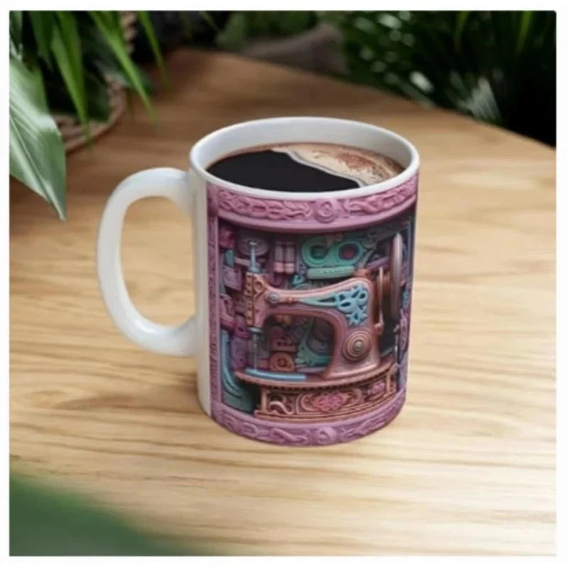 Sewing Machine Design Ceramic Mug - Unique Gift for Sewing Enthusiasts Julia M LifeStyles