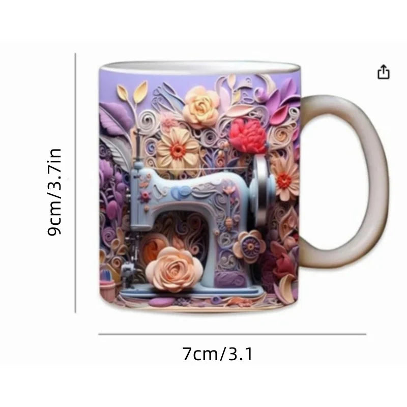 Sewing Machine Design Ceramic Mug - Unique Gift for Sewing Enthusiasts Julia M LifeStyles