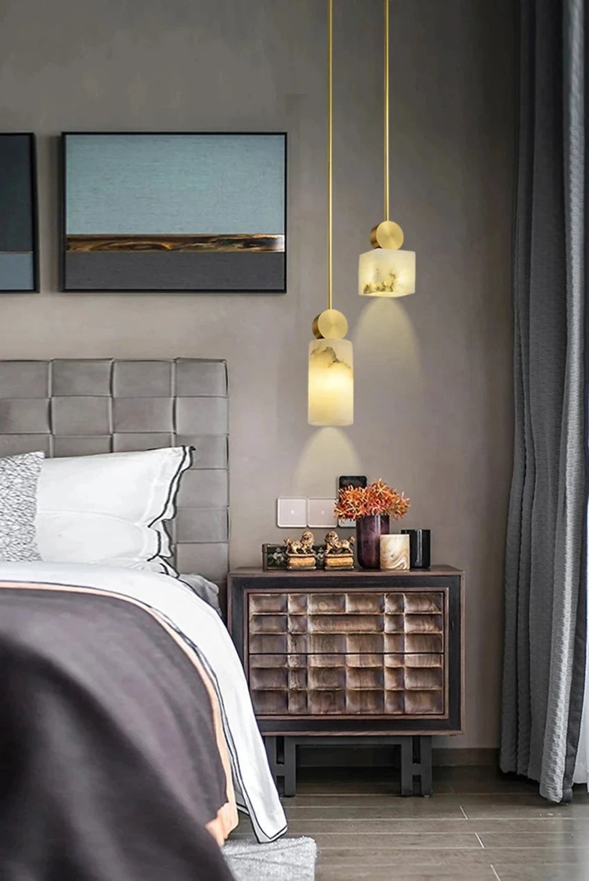 Nordic Marble+ Copper Pendant Lights LED Hanging Lamp Fixtures Bedroom Bedside Dining Room Indoor Lighting Lustres Luminaires G9 Julia M LifeStyles