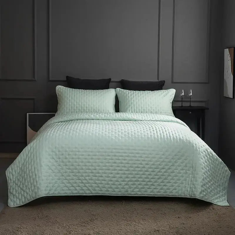 Stitch Taupe Reversible Quilt Set with Pillow Shams - Ultra Soft Microfiber - Julia M LifeStyles