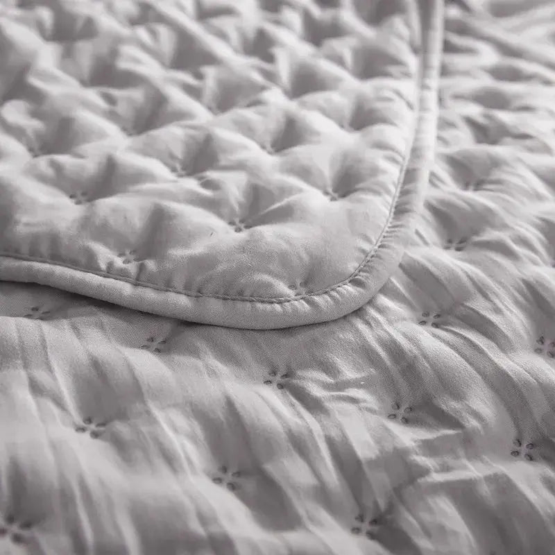 Stitch Taupe Reversible Quilt Set with Pillow Shams - Ultra Soft Microfiber - Julia M LifeStyles