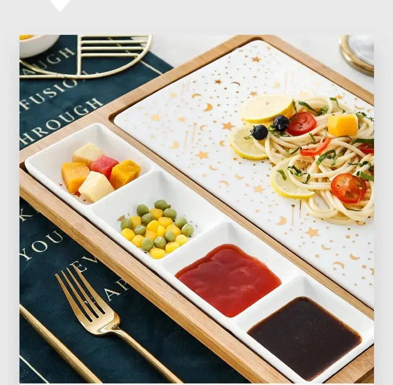 Steak dinner plate with handle, wooden tray for home, wooden tableware, Western restaurant, online celebrity dinner plate. - Julia M LifeStyles