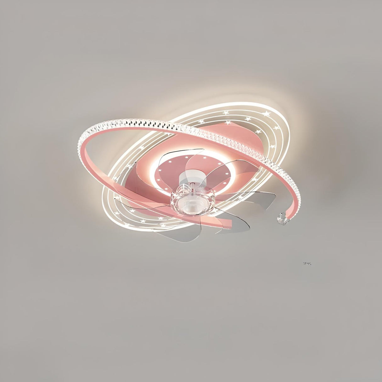 Kids Pink Ceiling Fan with Light and Starry Design for Children's Rooms - Julia M LifeStyles