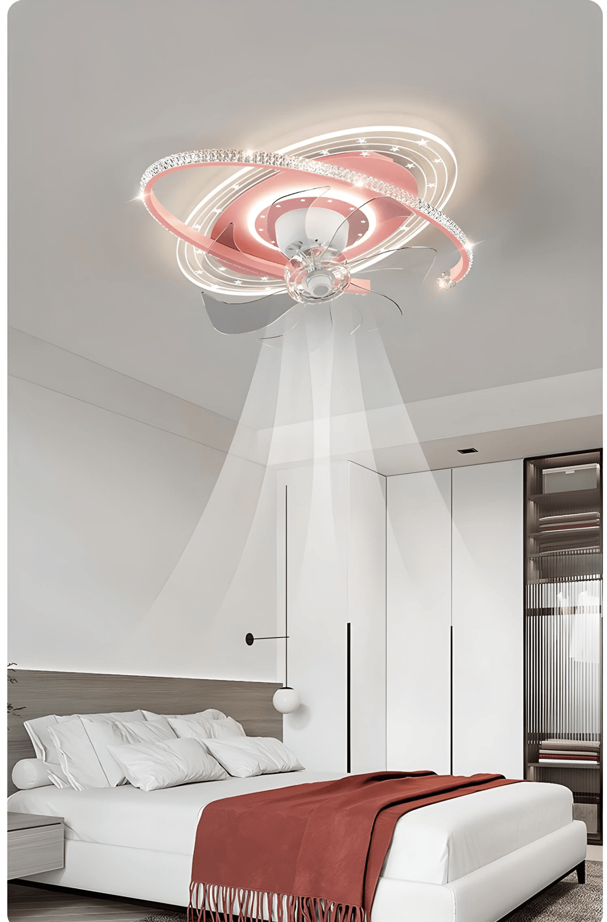 Kids Pink Ceiling Fan with Light and Starry Design for Children's Rooms - Julia M LifeStyles