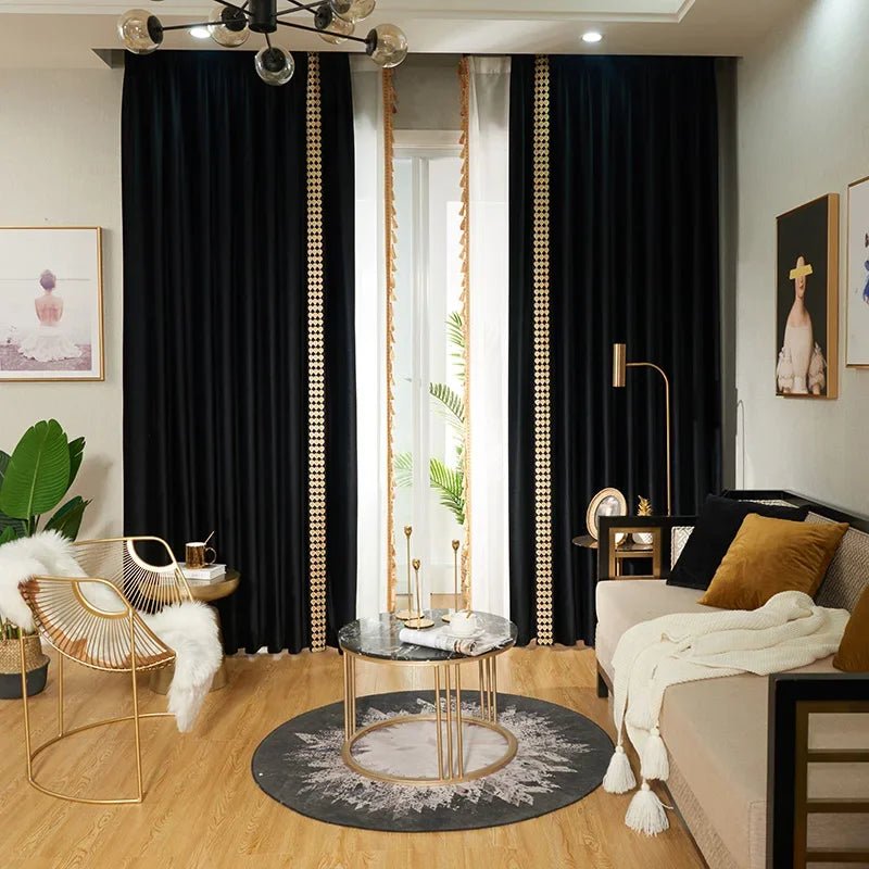 Light Luxury Mix and Match Black Blackout Velvet Curtains - Julia M LifeStyles
