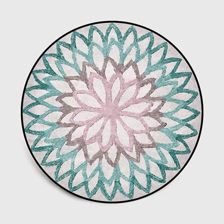 Floral Pattern Round Floor Mat by Julia M Lifestyles - Julia M LifeStyles