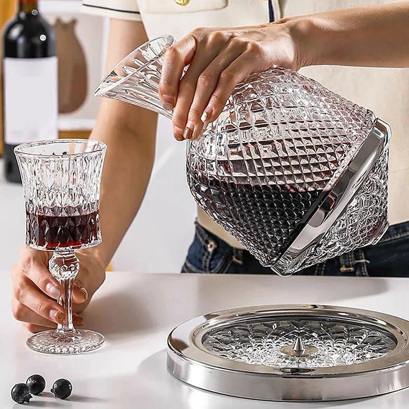 Luxury Rotating Crystal Wine Decanter & Tumbler Set - 1500ml - Julia M LifeStyles