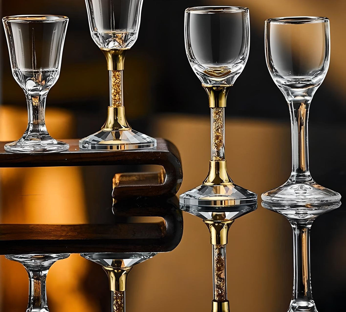 Luxury Crystal Spirits Shooter Glass Set with Gold Foil Decanter - Julia M LifeStyles