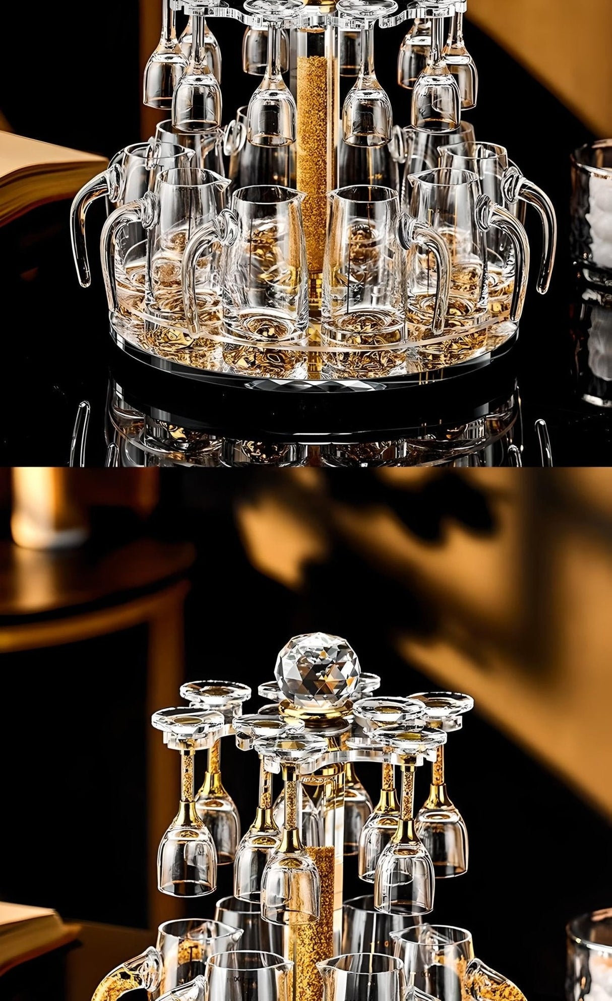 Luxury Crystal Spirits Tass Shooter Glass Set with Gold Foil Decanter - Julia M LifeStyles