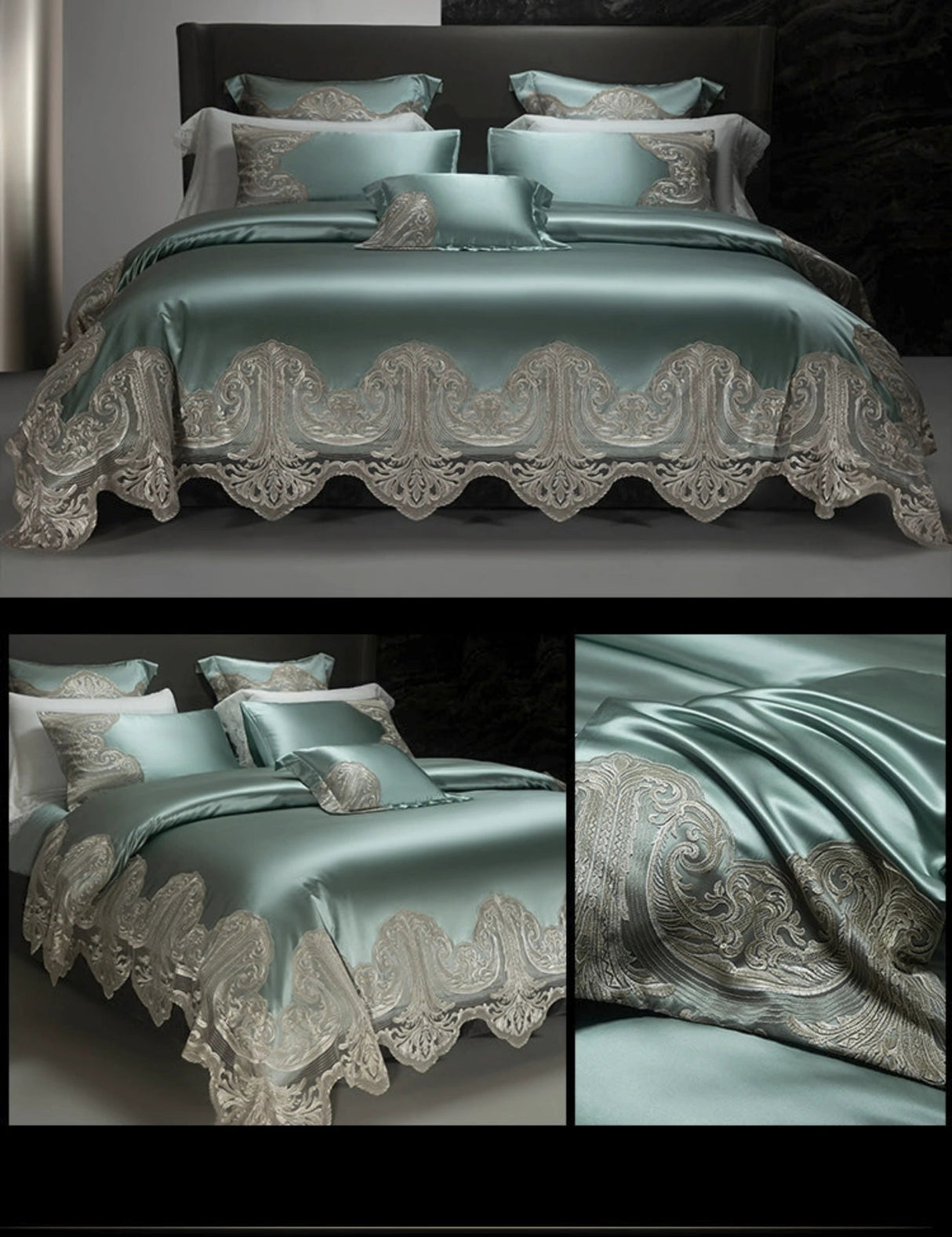 Luxury Pure Cotton Lace Bedding Set - Four-Piece European Style - Julia M LifeStyles