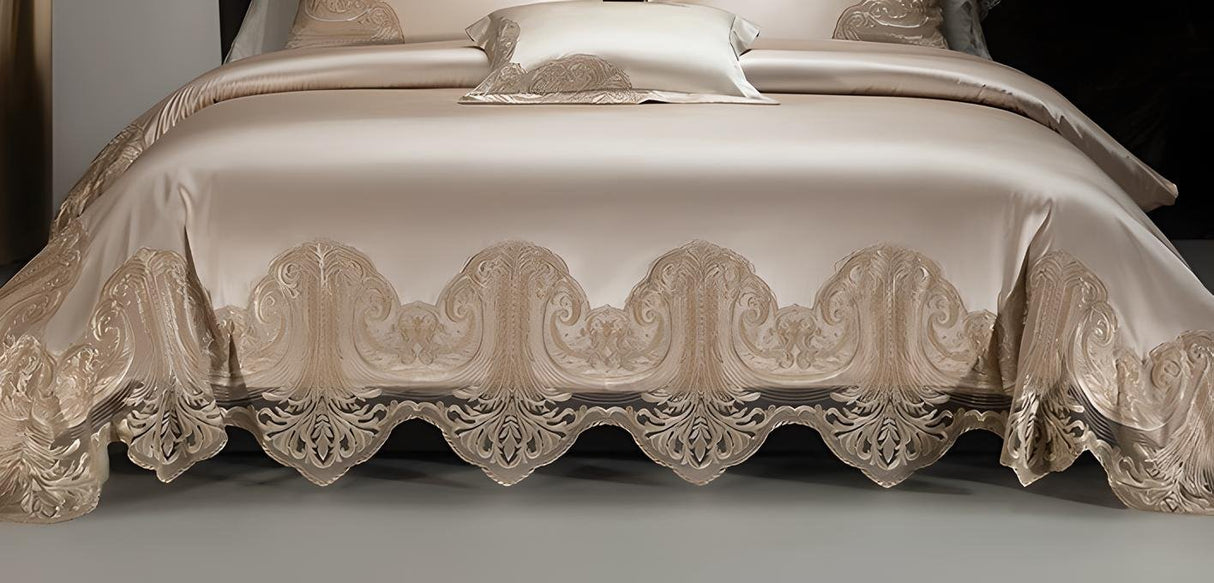 Luxury Pure Cotton Lace Bedding Set - Four-Piece European Style - Julia M LifeStyles