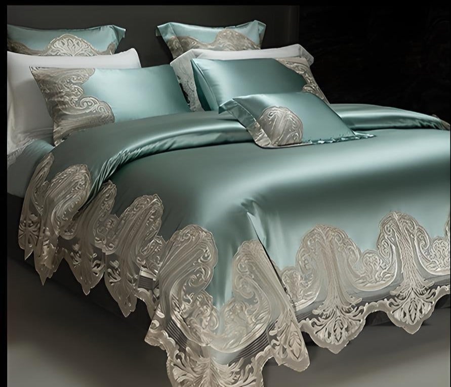 Luxury Pure Cotton Lace Bedding Set - Four-Piece European Style - Julia M LifeStyles