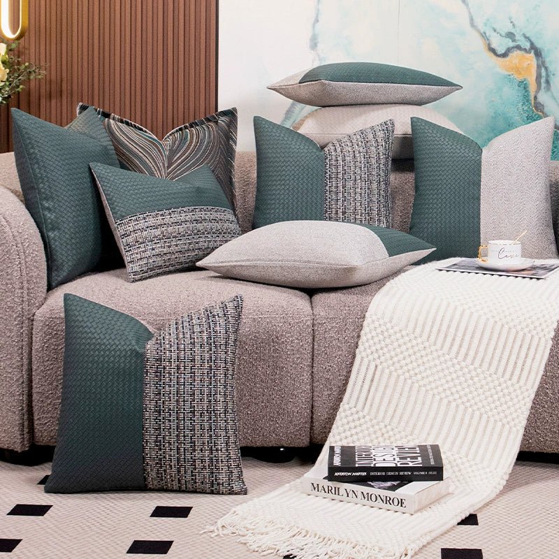 Modern Minimalist Sofa Cushion Patchwork Affordable Luxury Style Fancy Living Room Waist Pillow Bed Head Backrest Cushion with Core - Julia M LifeStyles