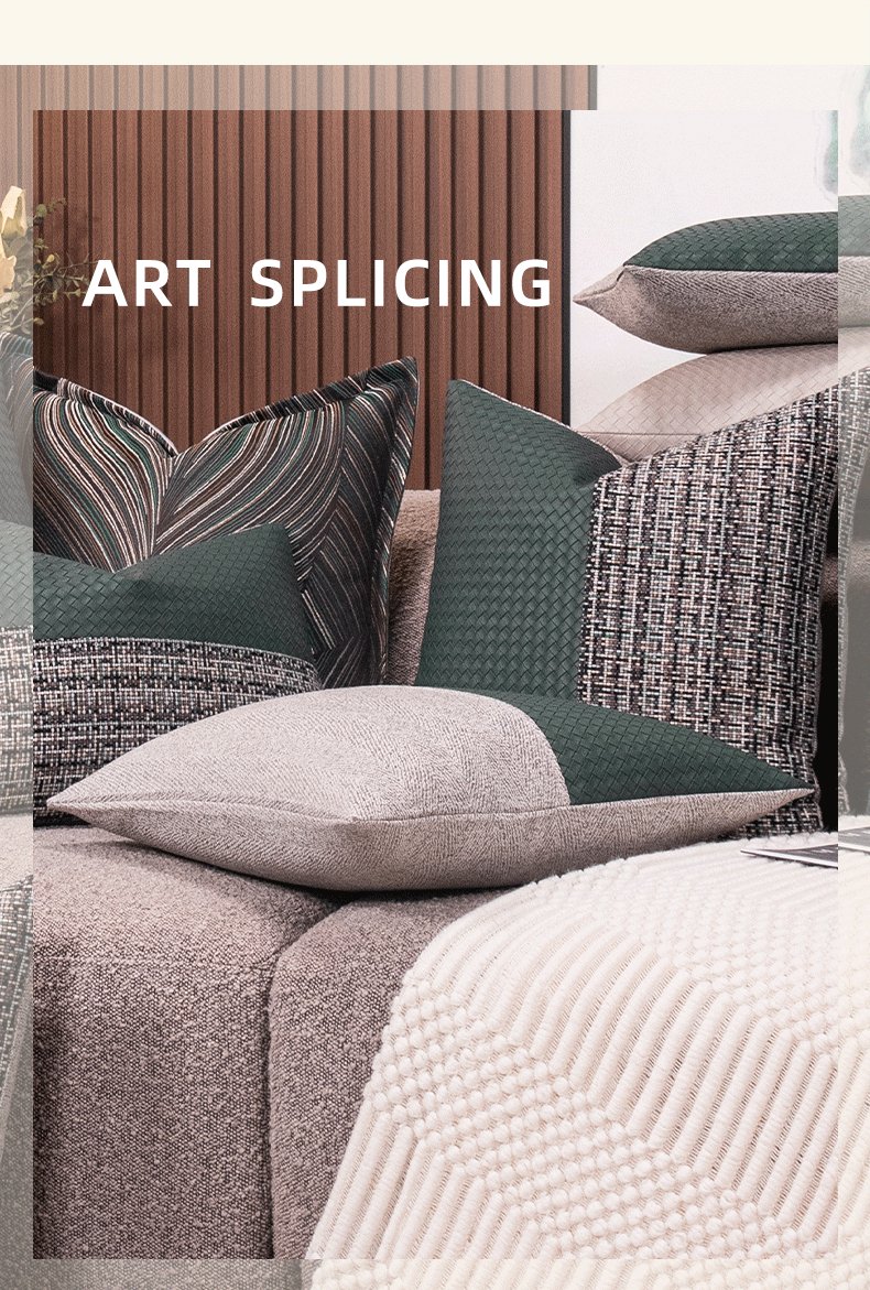 Modern Minimalist Sofa Cushion Patchwork Affordable Luxury Style Fancy Living Room Waist Pillow Bed Head Backrest Cushion with Core - Julia M LifeStyles