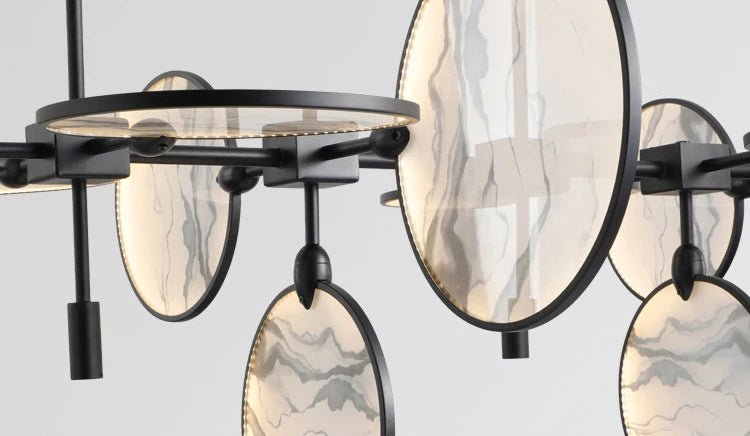 Modern Vintage LED Pendant Light – Iron and Marble Chandelier - Julia M LifeStyles