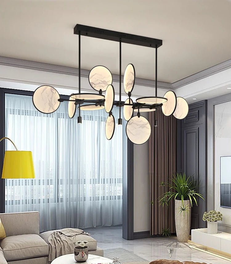 Modern Vintage LED Pendant Light – Iron and Marble Chandelier - Julia M LifeStyles