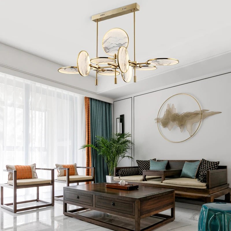 Modern Vintage LED Pendant Light – Iron and Marble Chandelier - Julia M LifeStyles