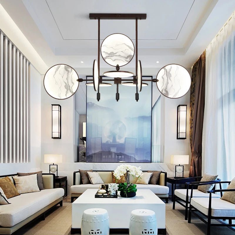 Modern Vintage LED Pendant Light – Iron and Marble Chandelier - Julia M LifeStyles