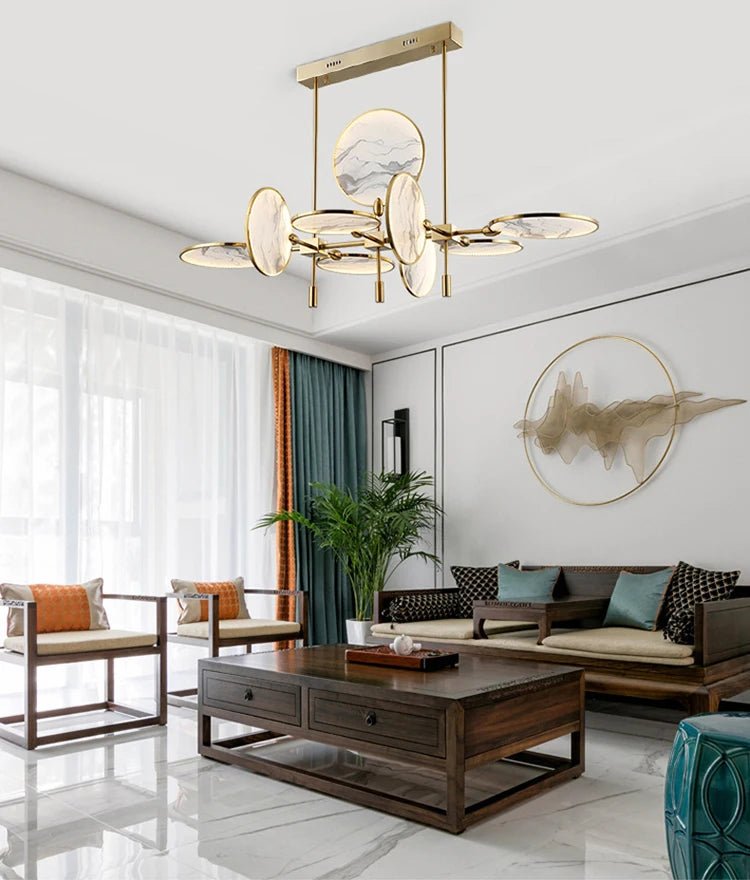 Modern Vintage LED Pendant Light – Iron and Marble Chandelier - Julia M LifeStyles