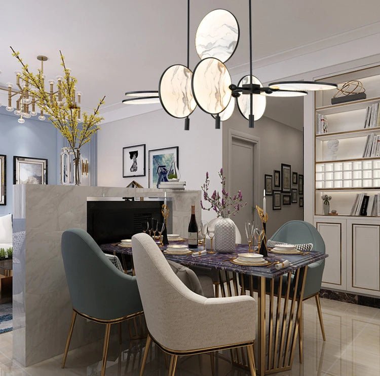 Modern Vintage LED Pendant Light – Iron and Marble Chandelier - Julia M LifeStyles
