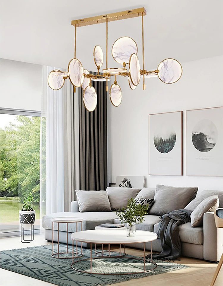 Modern Vintage LED Pendant Light – Iron and Marble Chandelier - Julia M LifeStyles