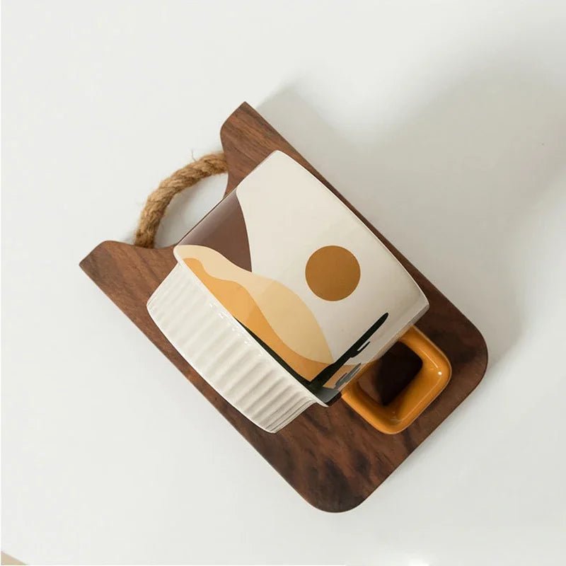 Retro Ceramic Coffee Cup with Unique Handgrip - Julia M LifeStyles