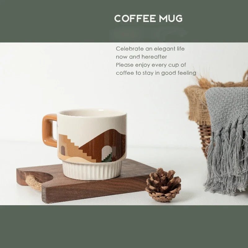 Retro Ceramic Coffee Cup with Unique Handgrip - Julia M LifeStyles