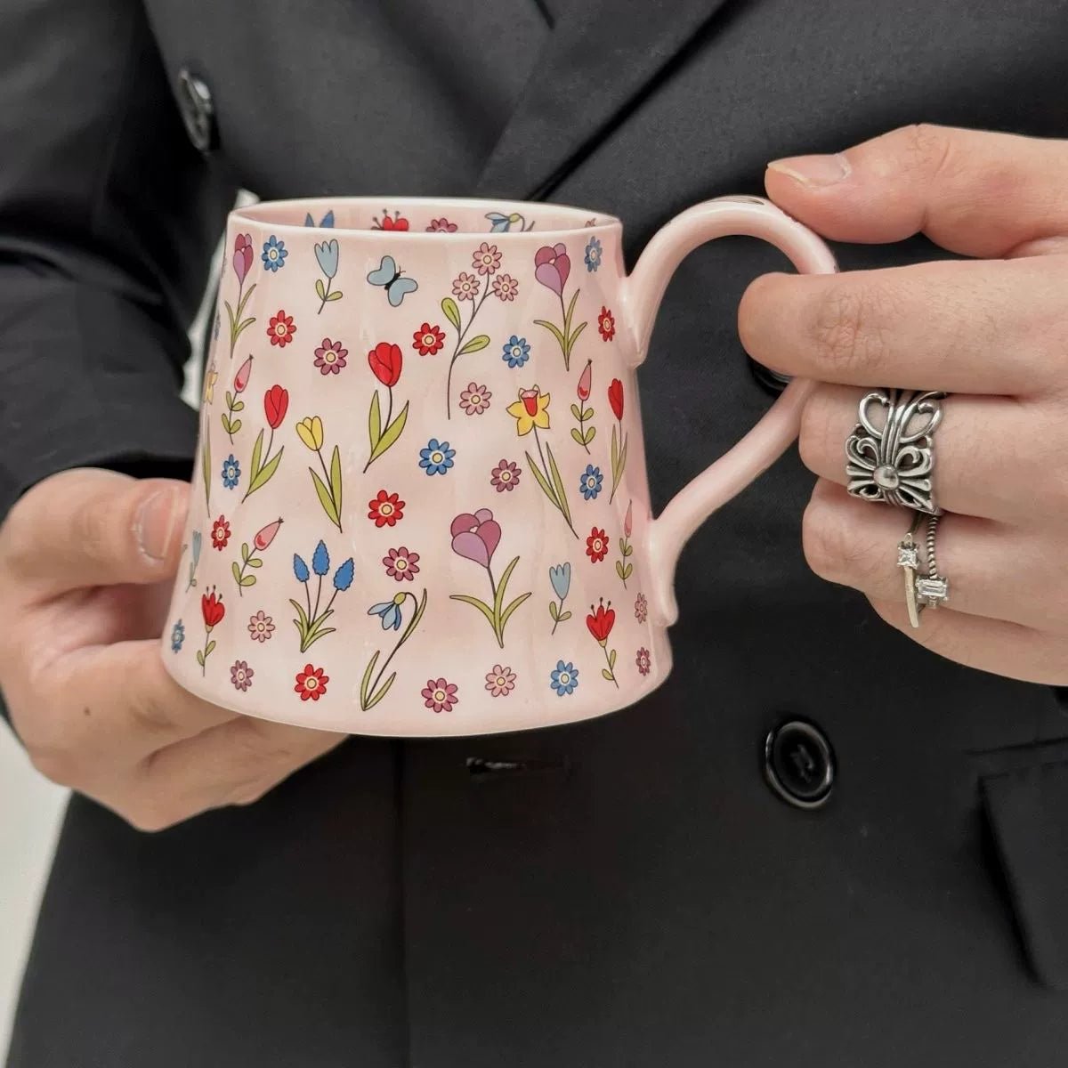 Elegant Pink Floral Ceramic Coffee Mug with Gift Box - Julia M LifeStyles