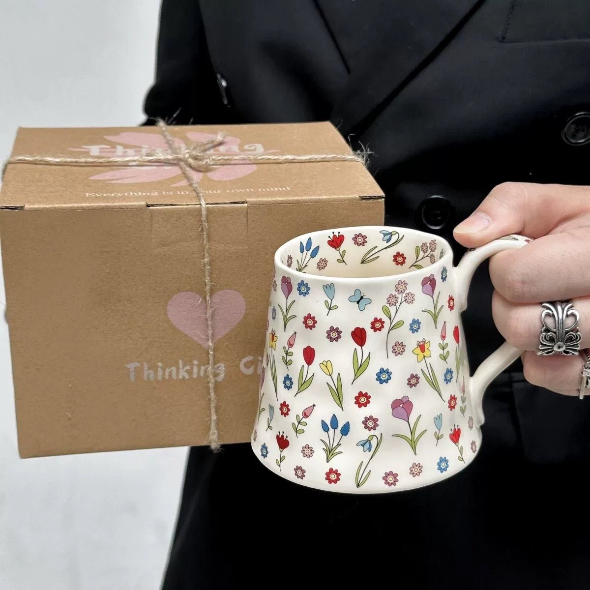 Elegant Pink Floral Ceramic Coffee Mug with Gift Box - Julia M LifeStyles