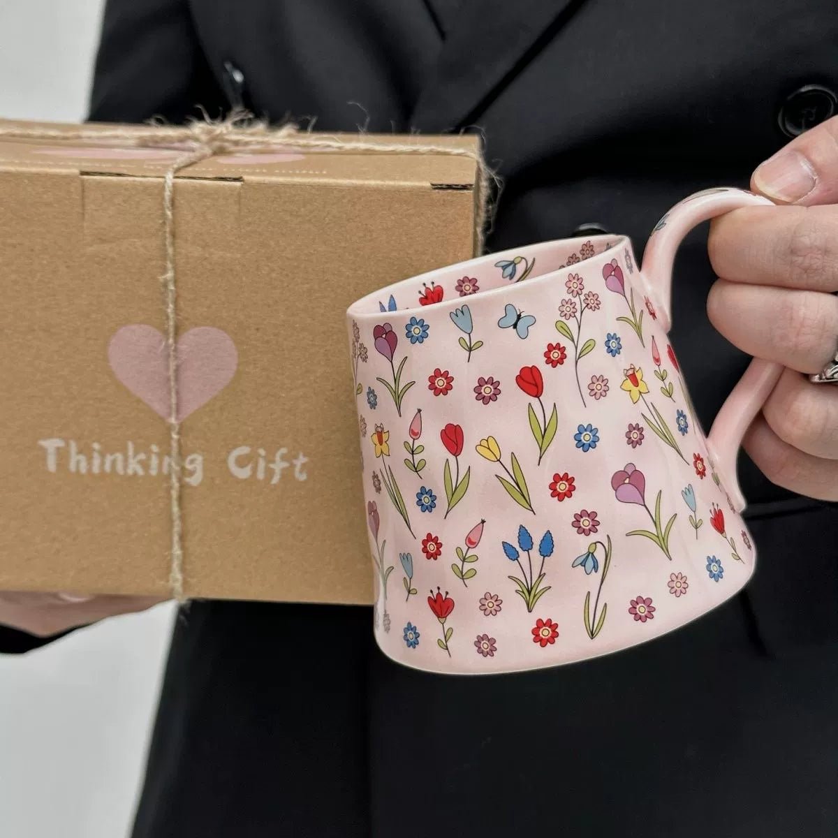 Elegant Pink Floral Ceramic Coffee Mug with Gift Box - Julia M LifeStyles