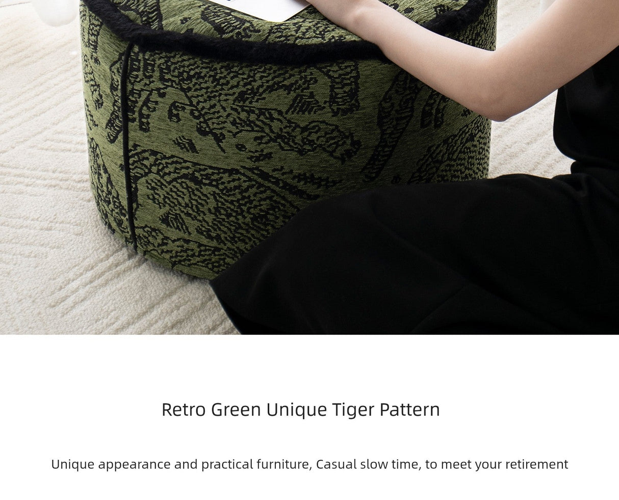 Retro Green Unique Tiger Pattern Living Room Accessible Luxury Sofa - Julia M LifeStyles