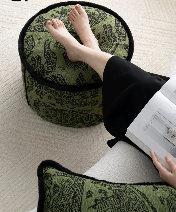 Retro Green Unique Tiger Pattern Living Room Accessible Luxury Sofa - Julia M LifeStyles