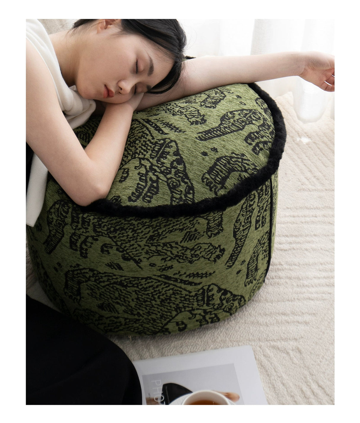 Retro Green Unique Tiger Pattern Living Room Accessible Luxury Sofa - Julia M LifeStyles