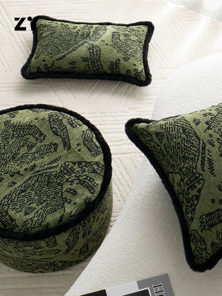 Retro Green Unique Tiger Pattern Living Room Accessible Luxury Sofa - Julia M LifeStyles