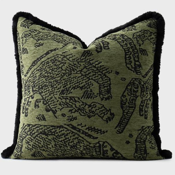 Retro Green Unique Tiger Pattern Living Room Accessible Luxury Sofa - Julia M LifeStyles