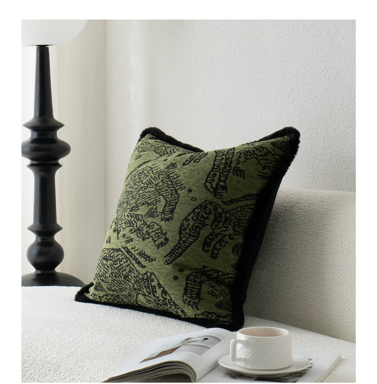 Retro Green Unique Tiger Pattern Living Room Accessible Luxury Sofa - Julia M LifeStyles