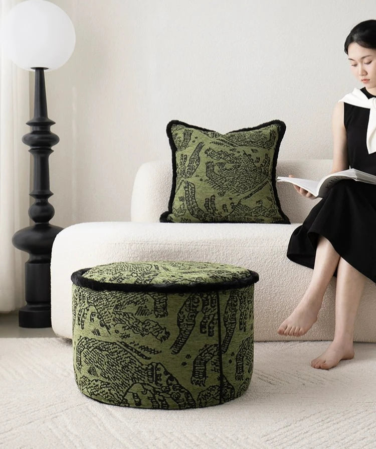 Retro Green Unique Tiger Pattern Living Room Accessible Luxury Sofa - Julia M LifeStyles