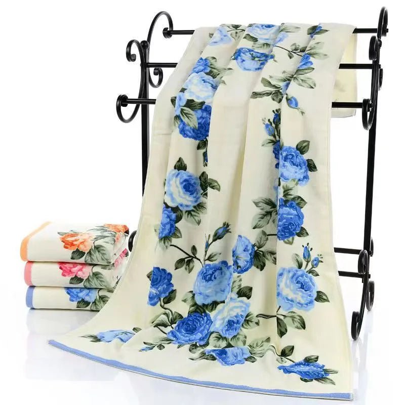 Print Cotton Bath Towel - Quick-Dry & Machine Washable - Julia M LifeStyles