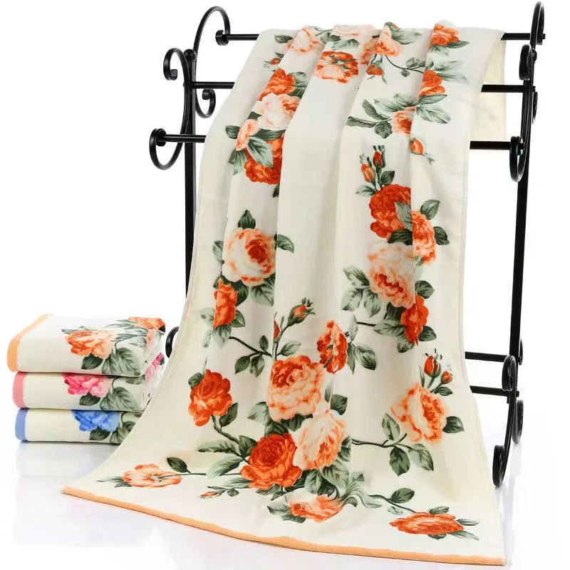 Print Cotton Bath Towel - Quick-Dry & Machine Washable - Julia M LifeStyles