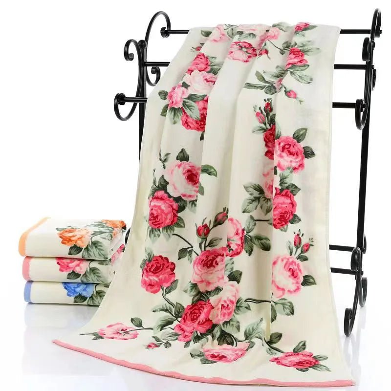 Print Cotton Bath Towel - Quick-Dry & Machine Washable - Julia M LifeStyles