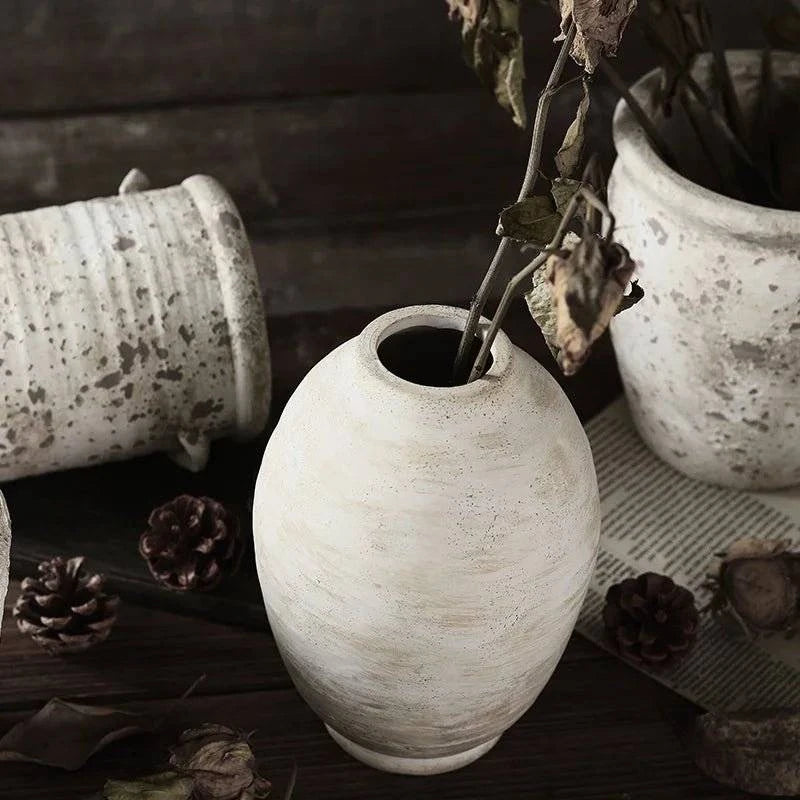 Retro And Nostalgic Handmade Ceramic Vases Vintage Handmade Style Flower Vase Living Room Home Interior Decoration - Julia M LifeStyles