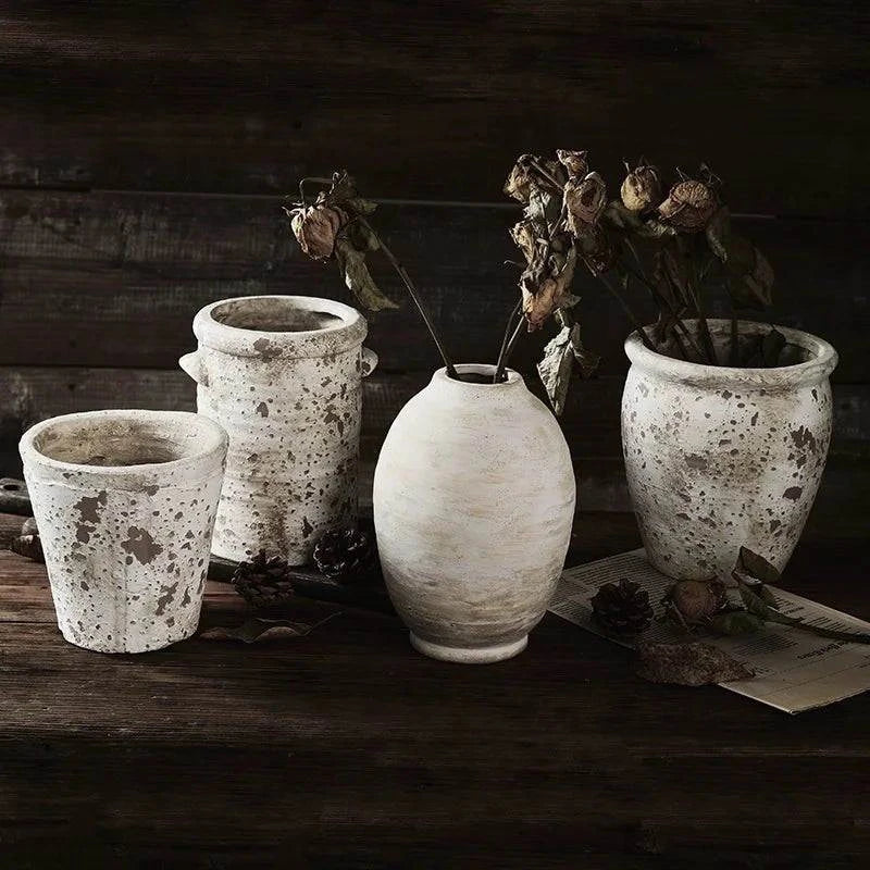 Retro And Nostalgic Handmade Ceramic Vases Vintage Handmade Style Flower Vase Living Room Home Interior Decoration - Julia M LifeStyles
