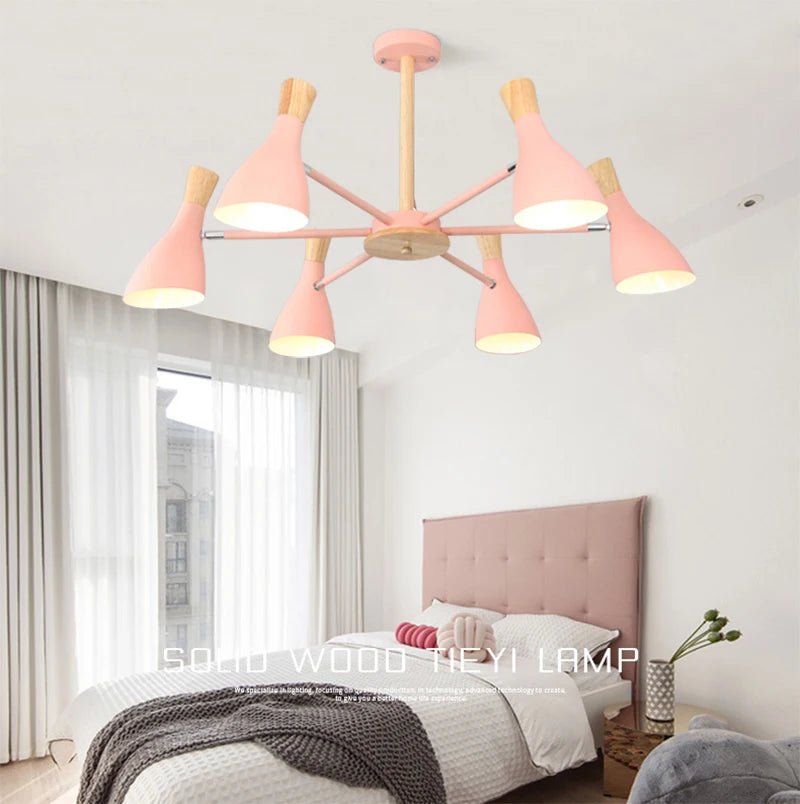 Scandinavian Ceiling Chandelier Living Room LED Chandelier Bedroom Wooden Ceiling Lights Kitchen 220V Interior Decor Lighting - Julia M LifeStyles