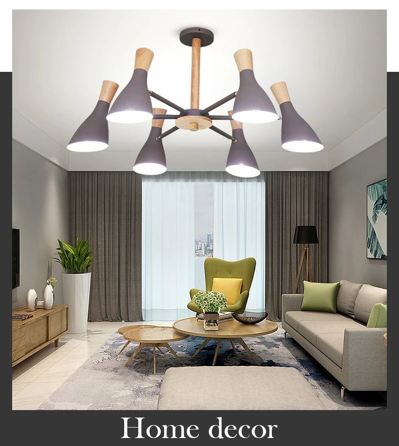 Scandinavian Ceiling Chandelier Living Room LED Chandelier Bedroom Wooden Ceiling Lights Kitchen 220V Interior Decor Lighting - Julia M LifeStyles