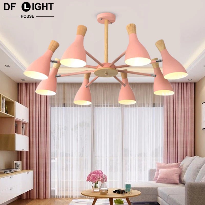 Scandinavian Ceiling Chandelier Living Room LED Chandelier Bedroom Wooden Ceiling Lights Kitchen 220V Interior Decor Lighting - Julia M LifeStyles