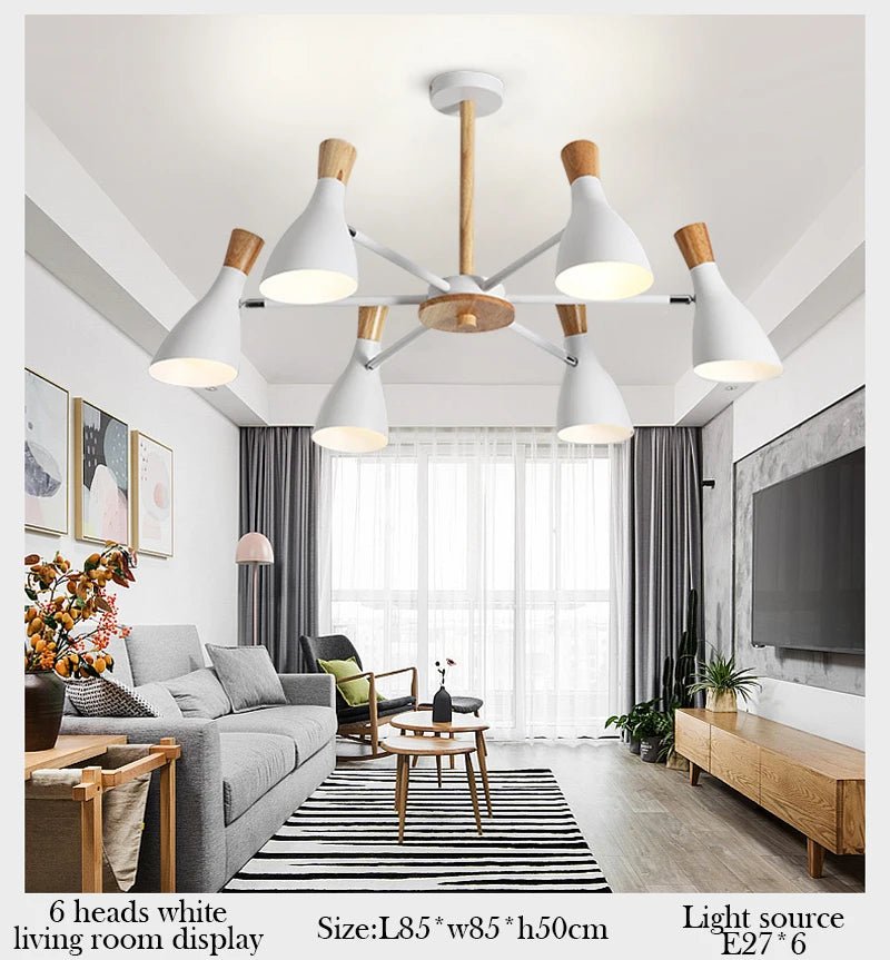 Scandinavian Ceiling Chandelier Living Room LED Chandelier Bedroom Wooden Ceiling Lights Kitchen 220V Interior Decor Lighting - Julia M LifeStyles