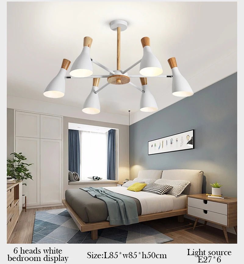 Scandinavian Ceiling Chandelier Living Room LED Chandelier Bedroom Wooden Ceiling Lights Kitchen 220V Interior Decor Lighting - Julia M LifeStyles