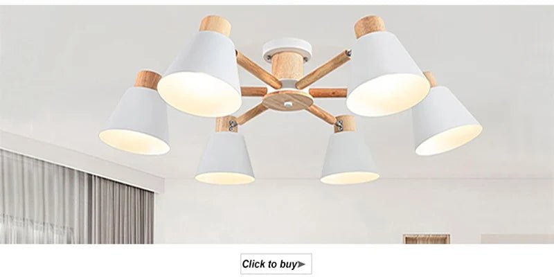 Scandinavian Ceiling Chandelier Living Room LED Chandelier Bedroom Wooden Ceiling Lights Kitchen 220V Interior Decor Lighting - Julia M LifeStyles